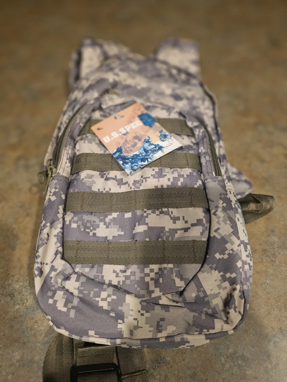 Digital Camo Tactical Sling Pack - Gray With Water